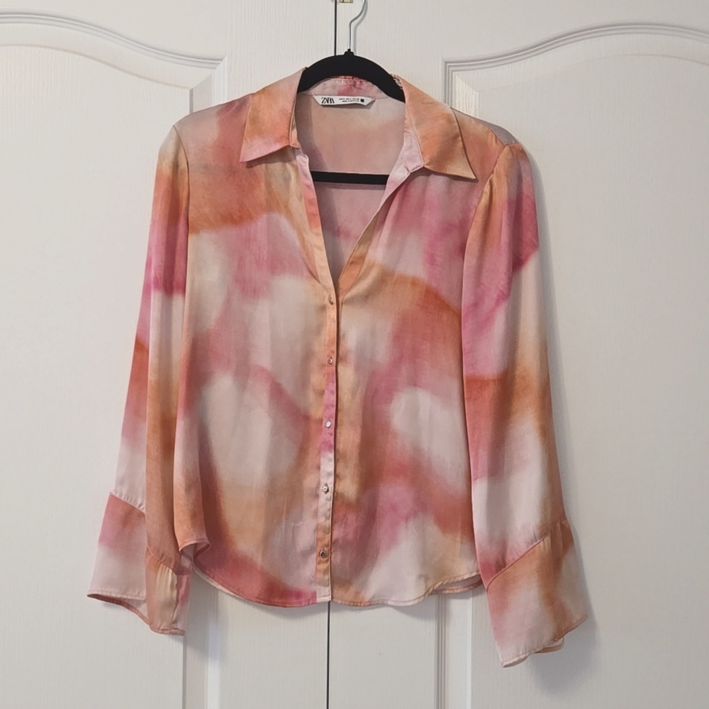 Zara Tie Die Print Blouse